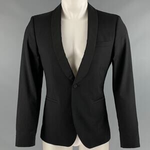 J. LINDEBERG Size 38 Black Wool Shawl Collar Coat